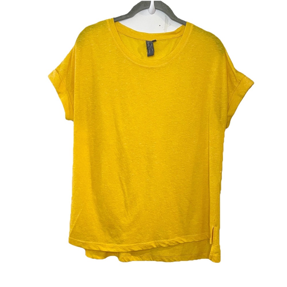 Sweaty Betty Boyfriend T-shirt Linen Blend Turmeric Yellow Short Sleeve Light